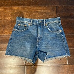 ZARA DARK BLUE - High waisted five pocket shorts